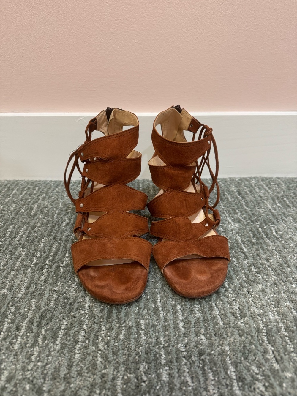 275 Central Women’s Lace-Up Strappy Sandals in Brown Suede Size 38